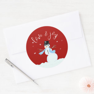 Snowman Love n Joy Red Christmas Envelope Seal