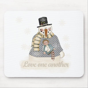 Snowman Love One Another Mouse Mat