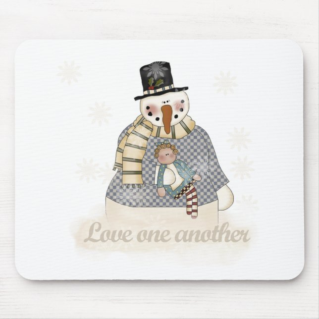 Snowman Love One Another Mouse Mat (Front)