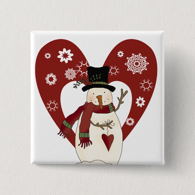 Snowman Loves Snow T-shirts and Gifts 15 Cm Square Badge (Front)