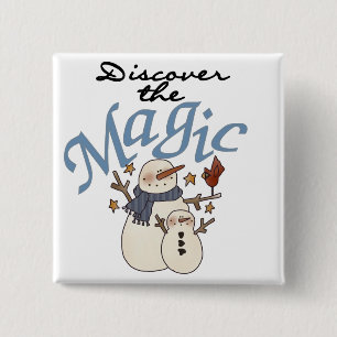 Snowman Magic Christmas Holiday 15 Cm Square Badge