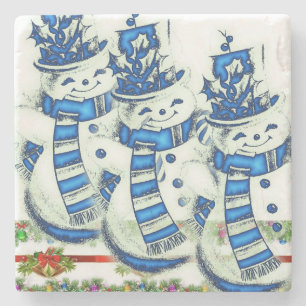 Snowman Marble Stone Coaster Christmas