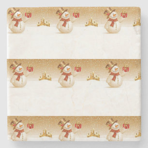 Snowman Marble Stone Coaster Christmas