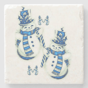 Snowman Marble Stone Coaster Christmas