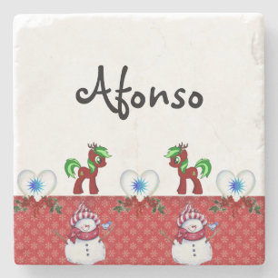 Snowman Marble Stone Coaster Christmas