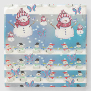 Snowman Marble Stone Coaster Christmas
