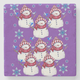 Snowman Marble Stone Coaster Christmas