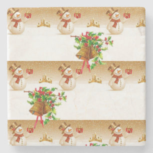 Snowman Marble Stone Coaster Christmas