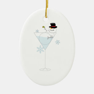 Snowman Martini Ceramic Tree Decoration