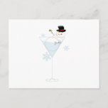 Snowman Martini Postcard<br><div class="desc">A special snowman makes a spa from the martini glass.  What a festive way to dress the holiday bar.</div>