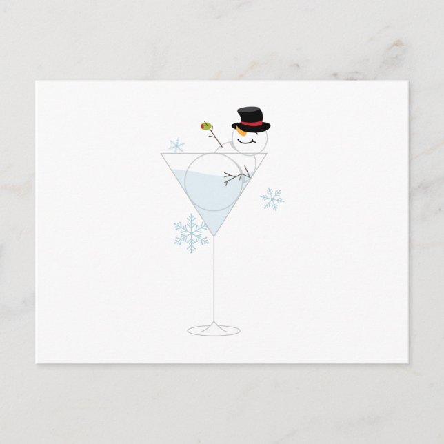 Snowman Martini Postcard (Front)
