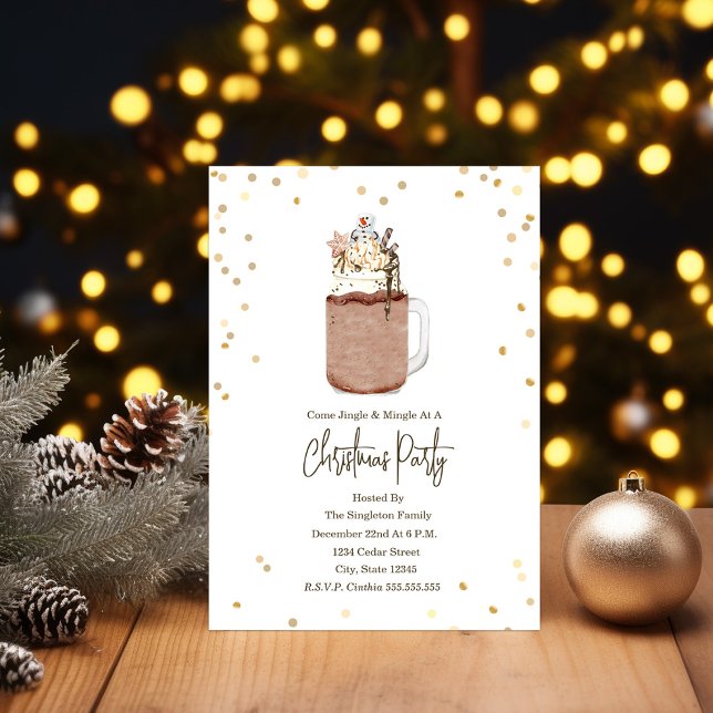 Snowman Mason Jar Milkshake Christmas Party Invitation (Creator Uploaded)