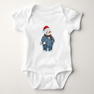 Snowman Mechanic Christmas 2026 Holiday Blue Colla Baby Bodysuit