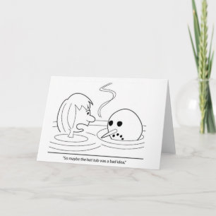 Snowman Melting in Hot Tub Greeting Card