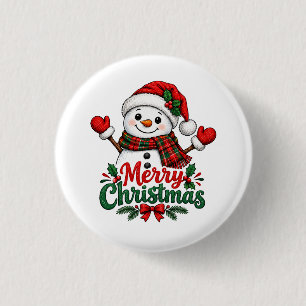 Snowman Merry Christmas  3 Cm Round Badge
