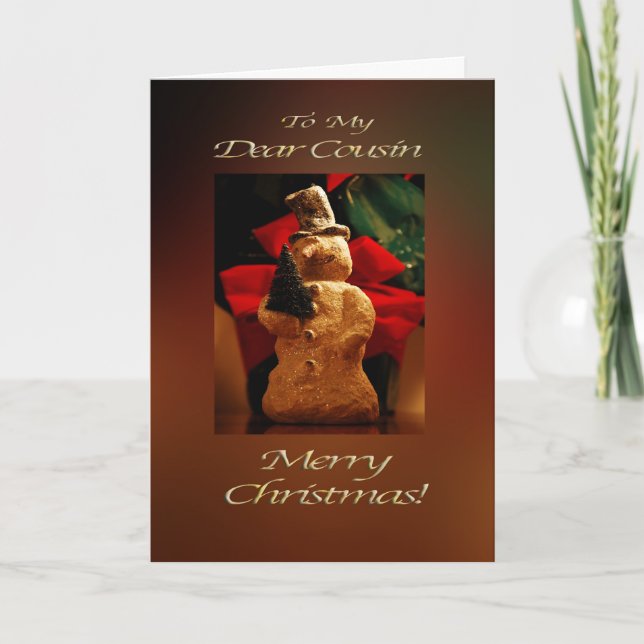 Snowman Merry Christmas  - Cousin Holiday Card (Front)