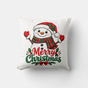 Snowman Merry Christmas Cushion