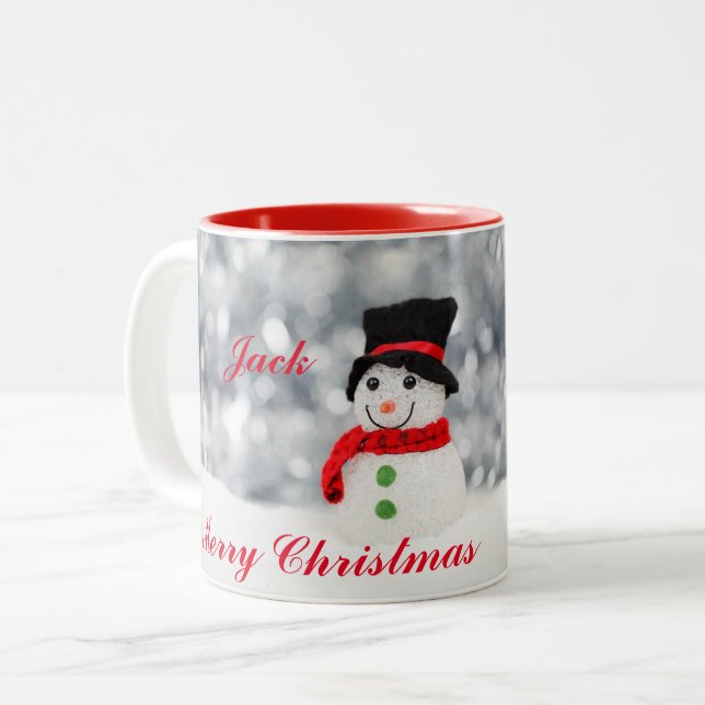 SNOWMAN MERRY CHRISTMAS CUSTOM MUG (Front Left)