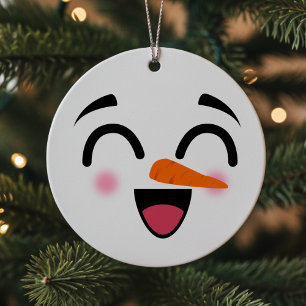 Snowman Merry Christmas Cute Smiling Face Winter Metal Tree Decoration