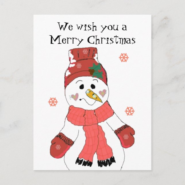 Snowman - Merry Christmas Holiday Postcard (Front)