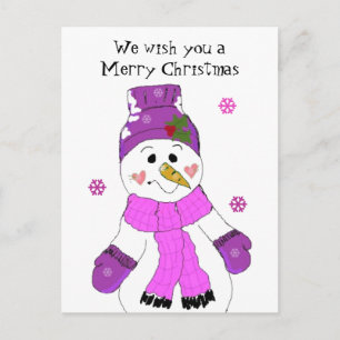 Snowman - Merry Christmas Holiday Postcard