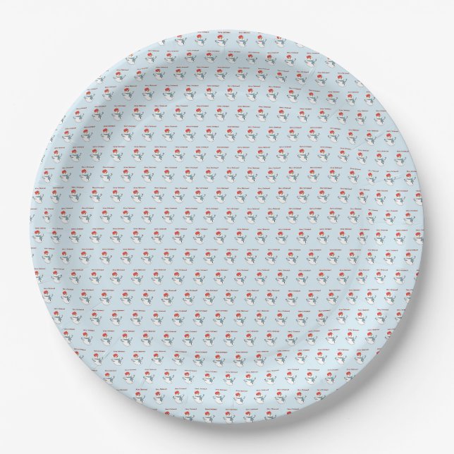 Snowman. Merry Christmas. Paper Plate (Front)