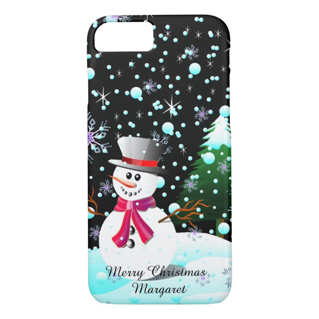 Snowman "Merry Christmas" personalised Case-Mate iPhone Case (Back)