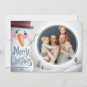 Snowman Merry Christmas Personalised Family Holiday Card