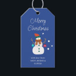 Snowman Merry Christmas Personalised Gift Tags<br><div class="desc">Personalised christmas gift tag with snowman,  snowballs and handwritten greeting. The template is set up for you to customise the greeting if you wish and personalise with your sign off and name(s). Matching gift wrap available in my store.</div>