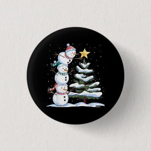 Snowman Merry Christmas Santa Claus Tree Snow Fami 3 Cm Round Badge