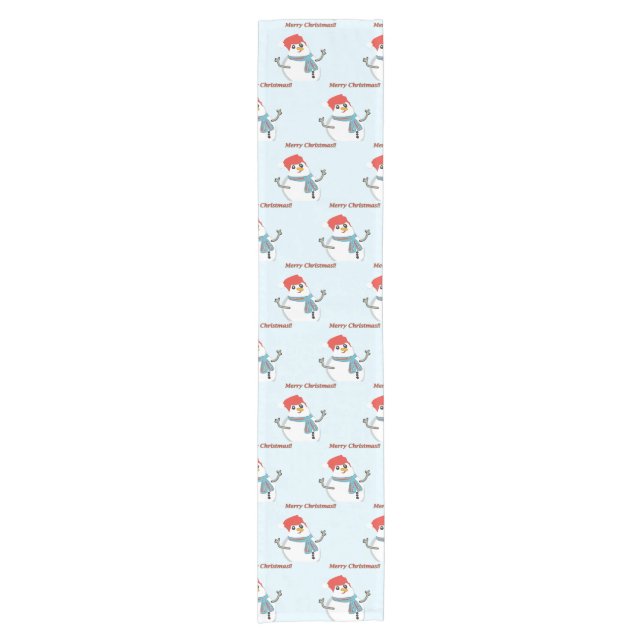 Snowman. Merry Christmas! Short Table Runner (Front)