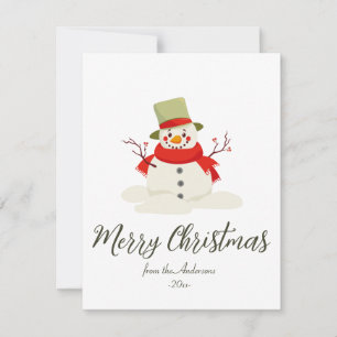 Snowman Merry Christmas Simple Cute Modern Holiday Card