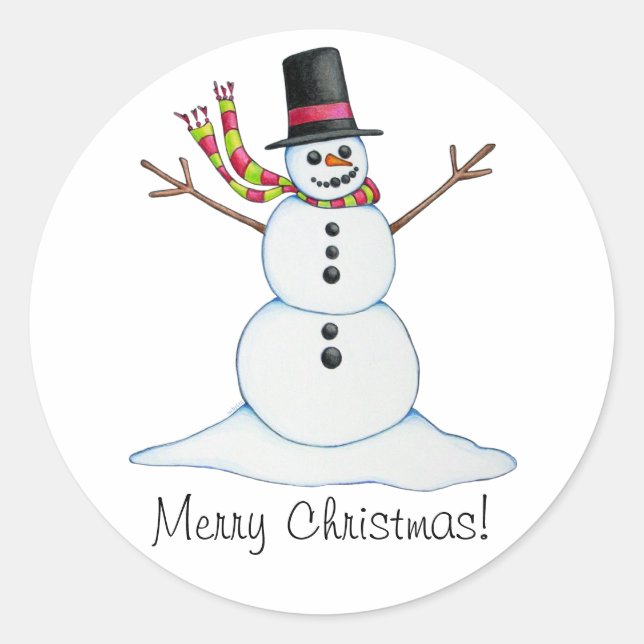 Snowman "Merry Christmas" Sticker (Front)