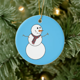 Snowman Merry Christmas Tree Ornament In Blue 