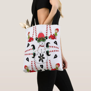 Snowman Merry Christmas Women's Tote Bags Elf