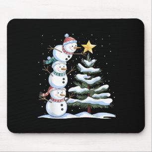 Snowman Merry Christmas Xmas Tree Snow Family Paja Mouse Mat