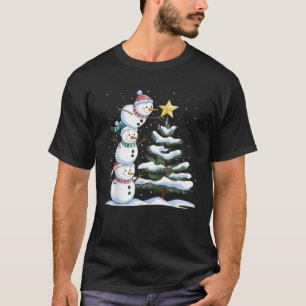 Snowman Merry Christmas Xmas Tree Snow Family Paja T-Shirt