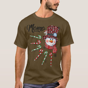 Snowman Momo Candy Cane Red Plaid Christmas Gifts T-Shirt