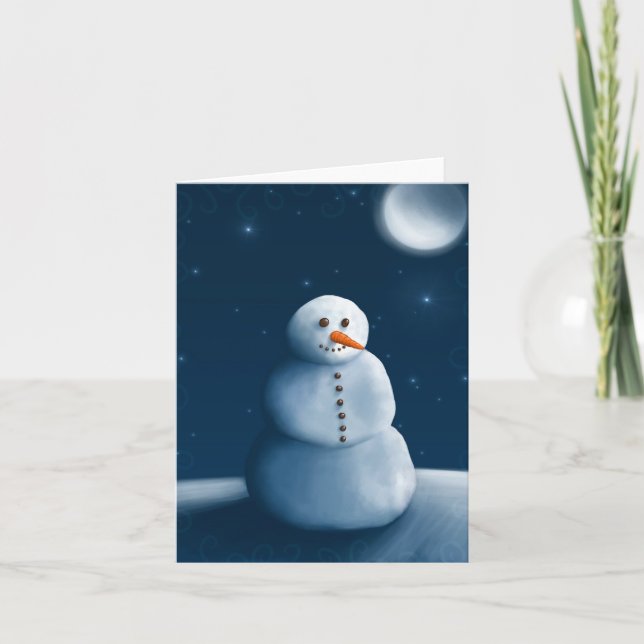 Snowman moonlighting holiday card (Front)