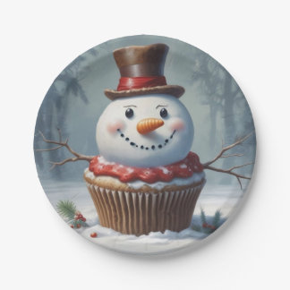 Snowman Muffin Paper Plate