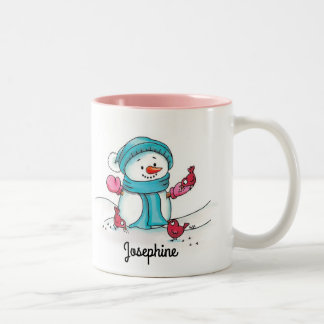 Snowman Mug, Pink - Gerda Steiner Two-Tone Coffee Mug