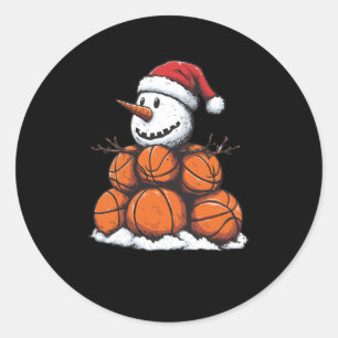 Snowman Mvp Basketball Christmas Classic Round Sticker