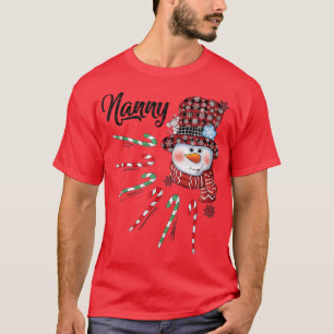 Snowman Nanny Candy Cane Red Plaid Christmas Gifts T-Shirt