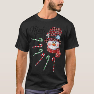 Snowman Nini Candy Cane Red Plaid Christmas Gifts T-Shirt