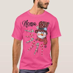 Snowman Nona Candy Cane Red Plaid Christmas Gifts  T-Shirt