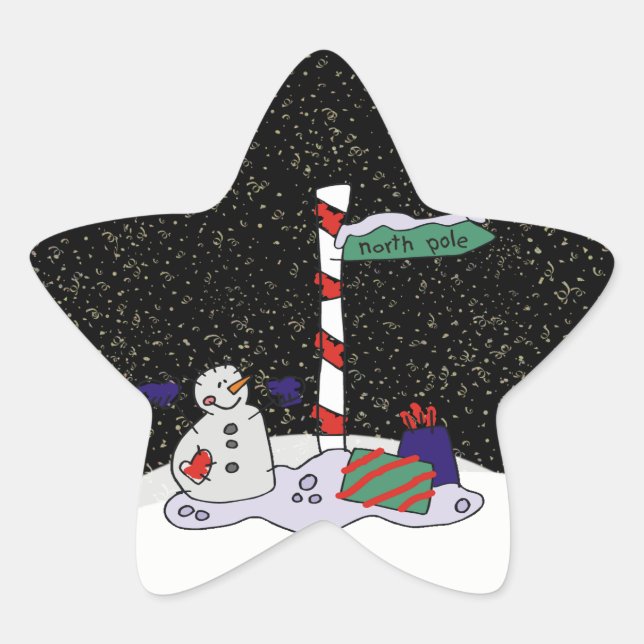 Snowman & North Pole - Star Sticker (Front)