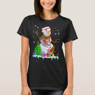 Snowman Nurse Christmas Lights Xmas Tree Snowman N T-Shirt
