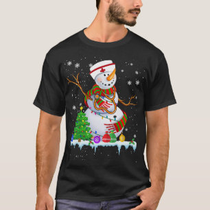 Snowman Nurse Christmas Lights Xmas Tree Snowman N T-Shirt