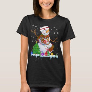 Snowman Nurse Christmas Lights Xmas Tree Snowman N T-Shirt