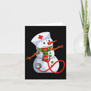 Snowman Nurse Christmas Stethoscope Nursing Scrub Card